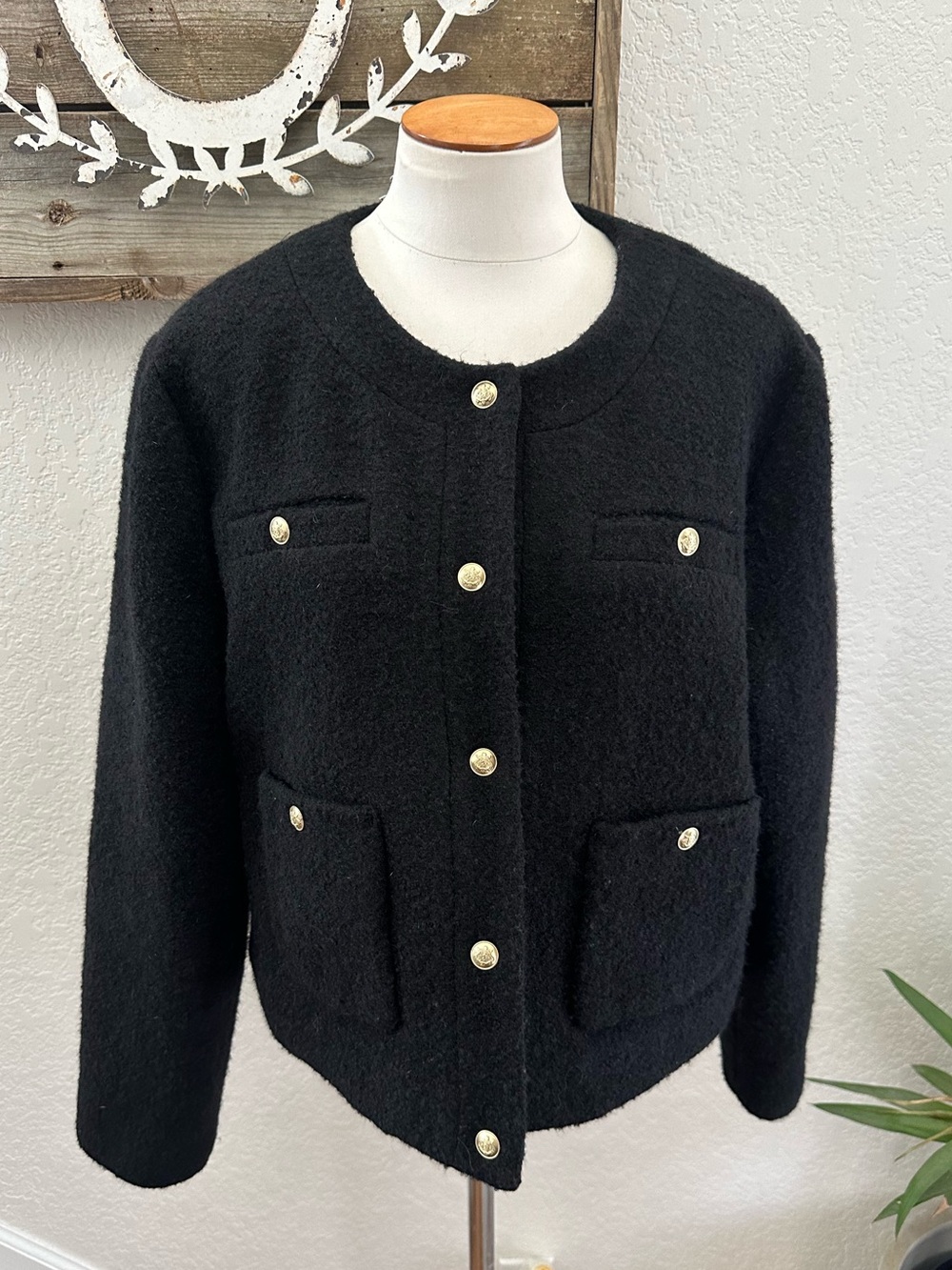 J. Crew Collection Classic Black Button-Front Women's Jacket size 16